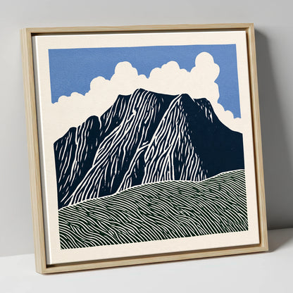 Graphic Scafell Pike Landscape lake district fell canvas wall art in natural frame