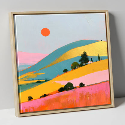 Golden Evening Over Vibrant Fells lake district sky canvas wall art in natural frame