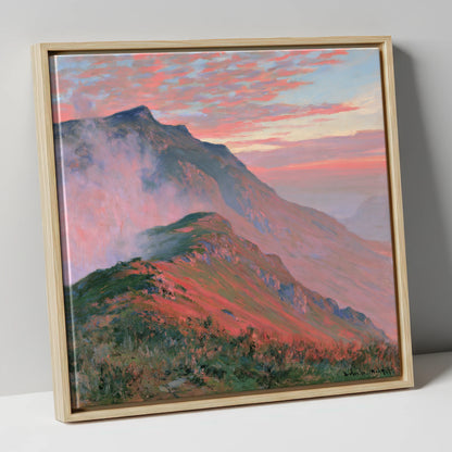 Mountain Ridge in Coral Mist lake district fell canvas wall art in natural frame