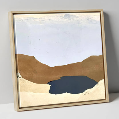 Easedale Tarn in Earth Tones lake district lake canvas wall art in natural frame