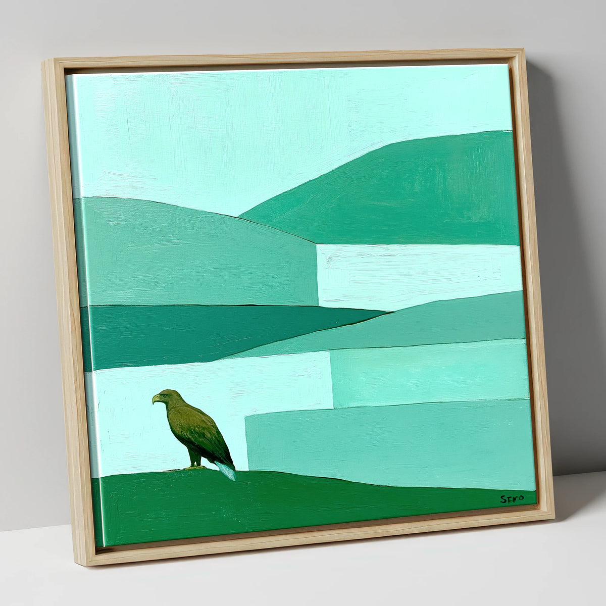 Golden Eagle Over Teal Fells lake district wildlife canvas wall art in natural frame