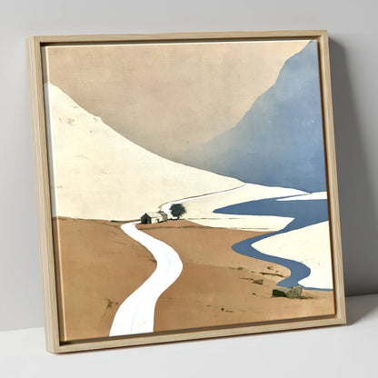 Kirkstone Pass Minimalist Landscape lake district valley canvas wall art in natural frame