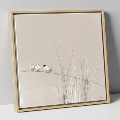 Herdwick Sheep among Fellside Grasses lake district wildlife canvas wall art in natural frame