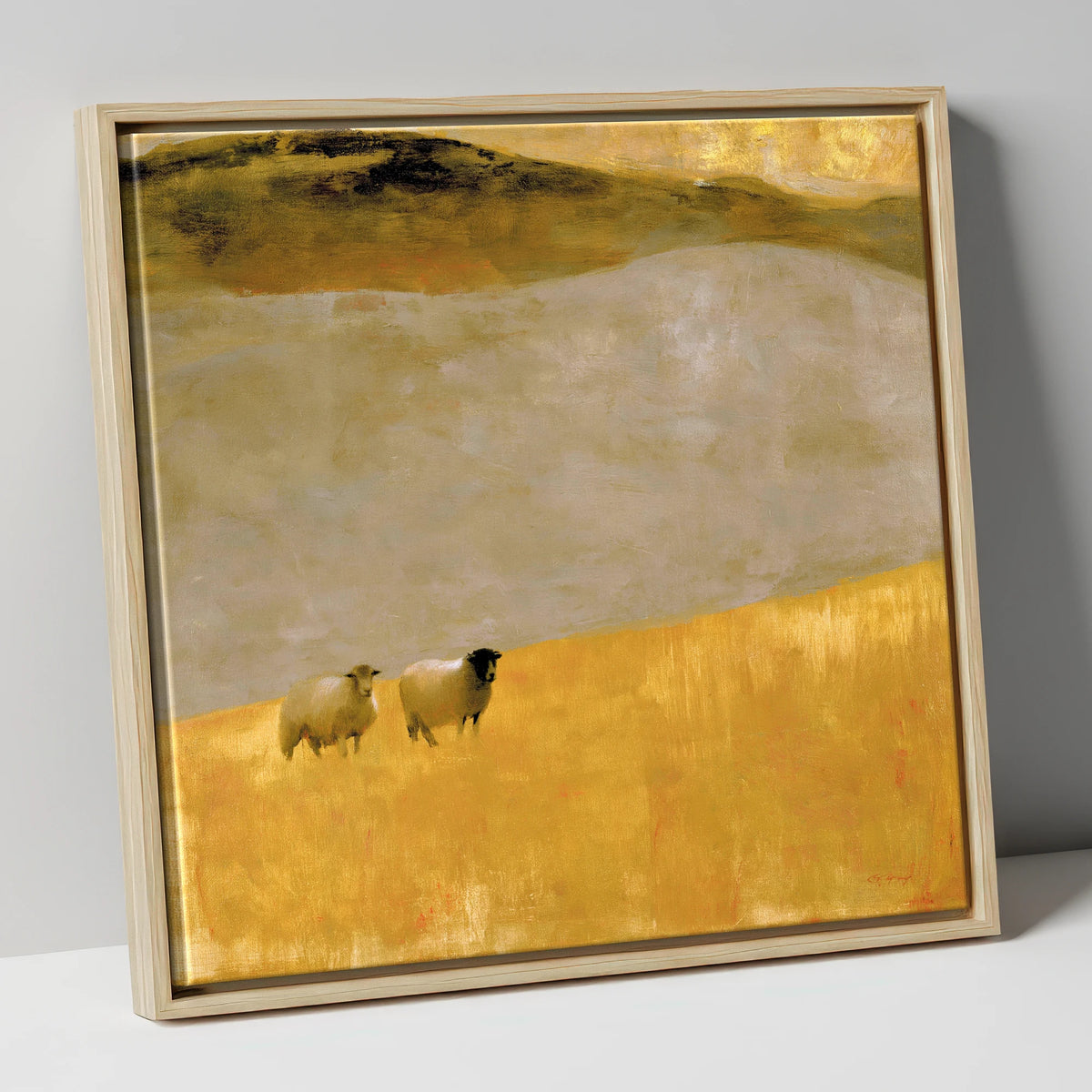 Herdwick Sheep in Autumn Light lake district wildlife canvas wall art in natural frame