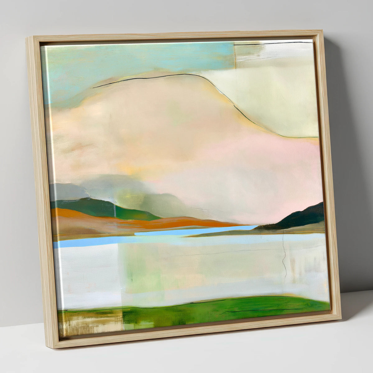 Contemporary Fells Under Storm Clouds lake district sky canvas wall art in natural frame