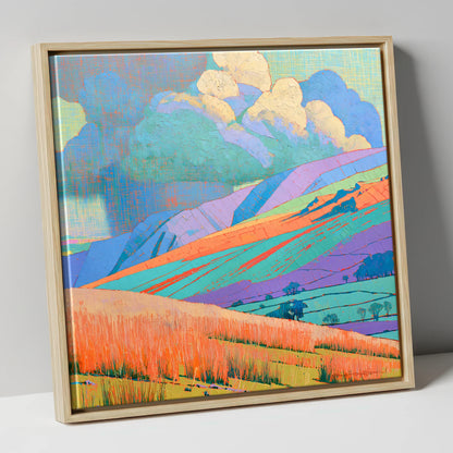 Storm Clouds Over Vivid Fells lake district sky canvas wall art in natural frame
