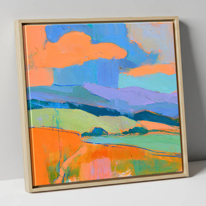 Storm Clouds Over Colourful Fells lake district sky canvas wall art in natural frame