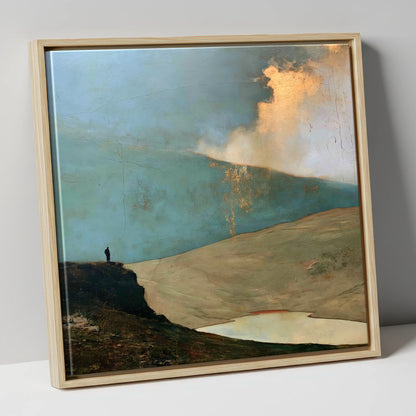 Helvellyn Beneath a Golden Cloud Break lake district fell canvas wall art in natural frame