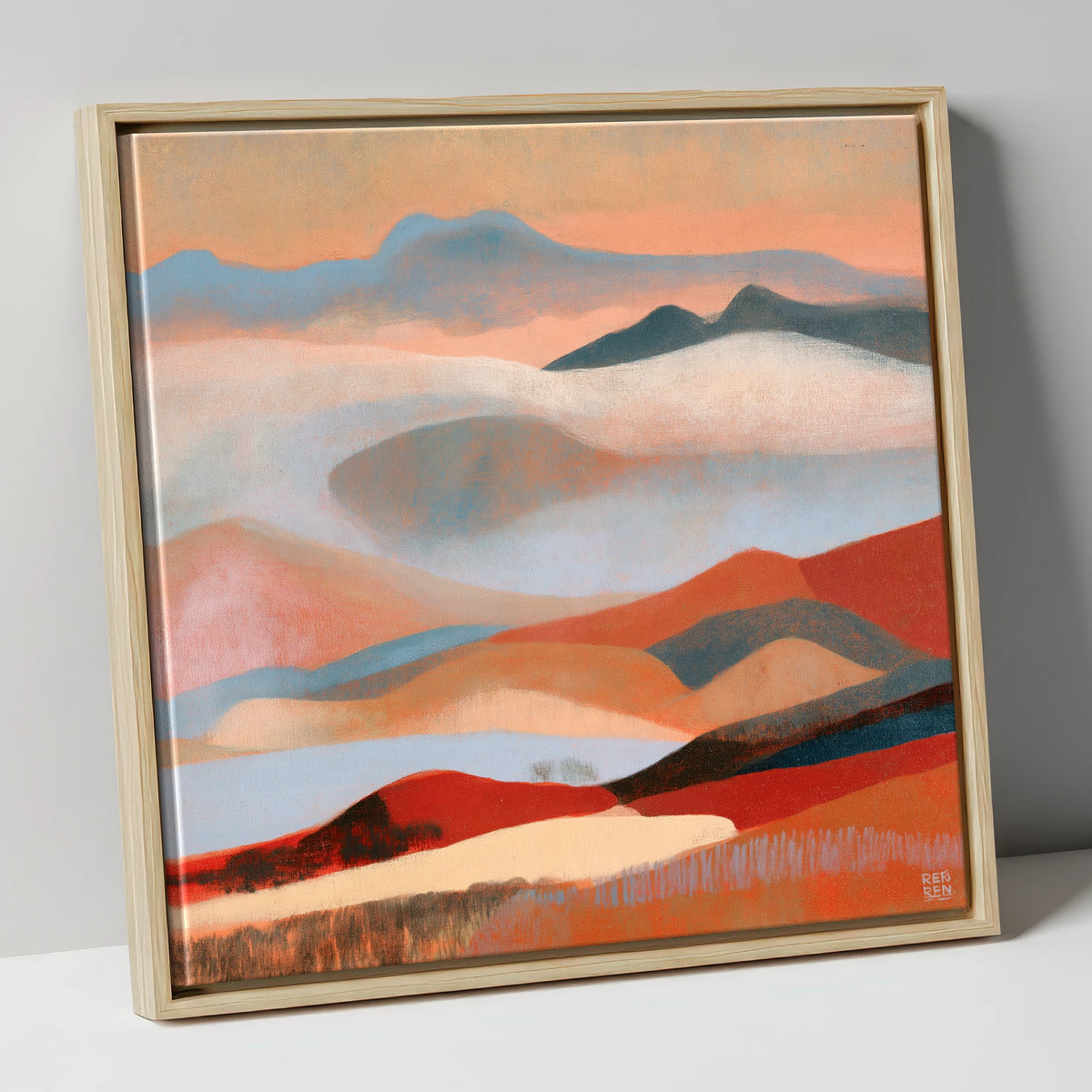 Rolling Terracotta Fells Under Cloud lake district fell canvas wall art in natural frame