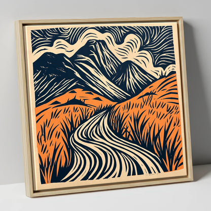 Great Gable Terracotta Winding Path lake district fell canvas wall art in natural frame
