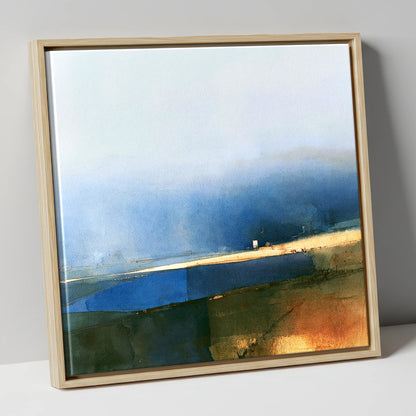 Patchwork Fields Under Indigo Skies lake district valley canvas wall art in natural frame