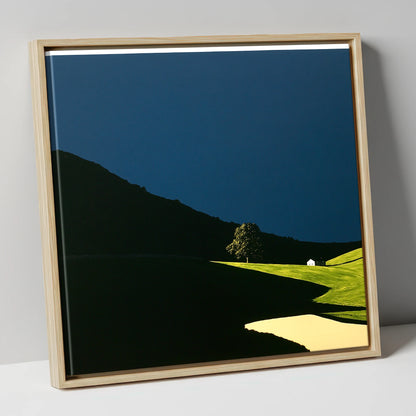 Sunlit Tree and Shadowed Fell lake district sky canvas wall art in natural frame