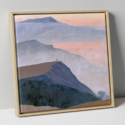 Misty Mountain Ridge at Dusk lake district fell canvas wall art in natural frame