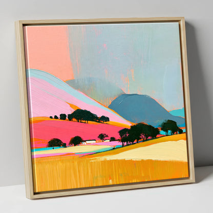 Vibrant Fells Under Storm Clouds lake district sky canvas wall art in natural frame