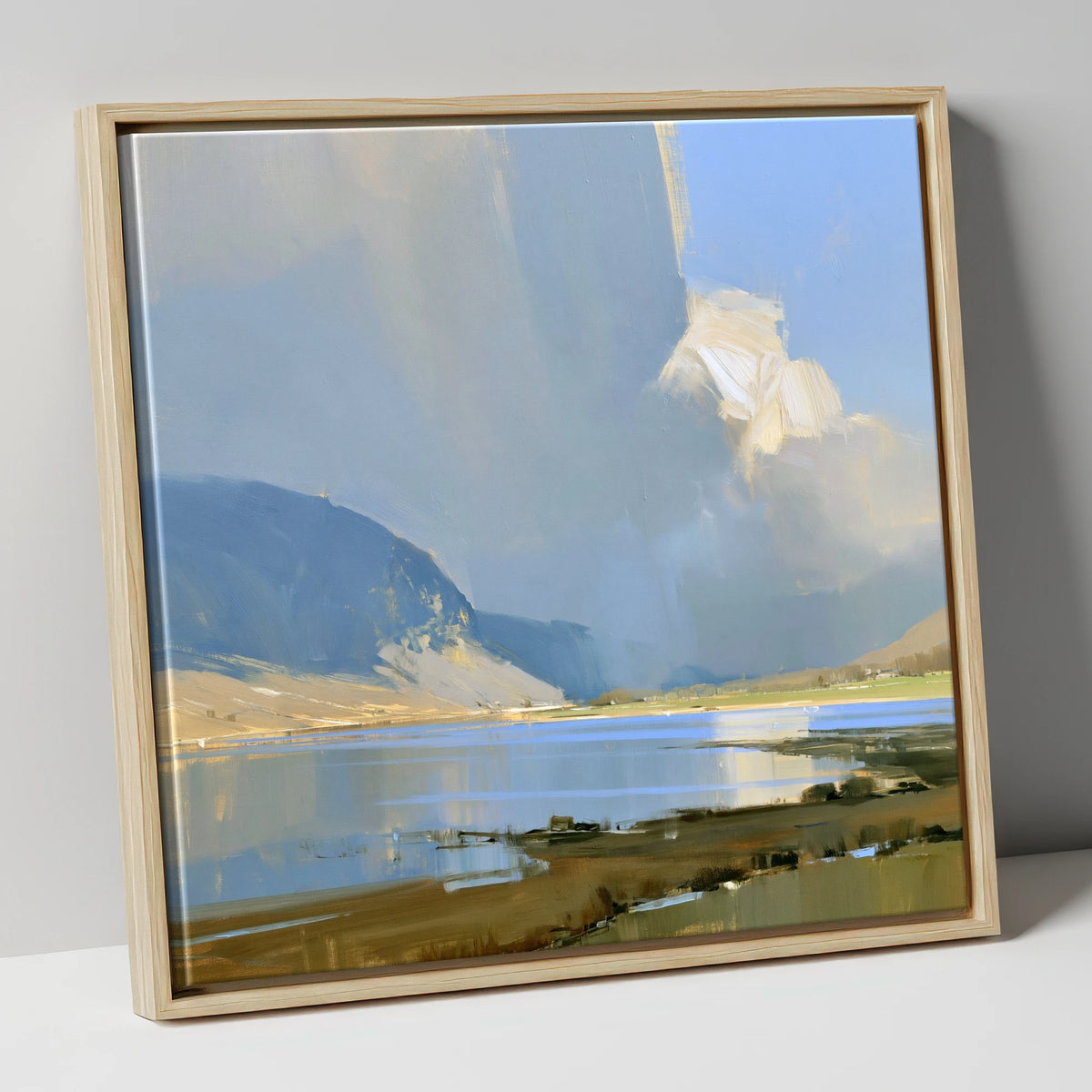 Sunlit Storm Cloud Over the Lake lake district sky canvas wall art in natural frame