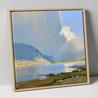 Sunlit Storm Cloud Over the Lake lake district sky canvas wall art in natural frame