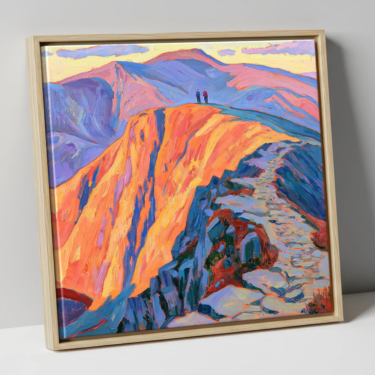 Helvellyn Summit in Fiery Light lake district fell canvas wall art in natural frame