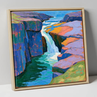 Vibrant Lake District Waterfall lake district waterfall canvas wall art in natural frame