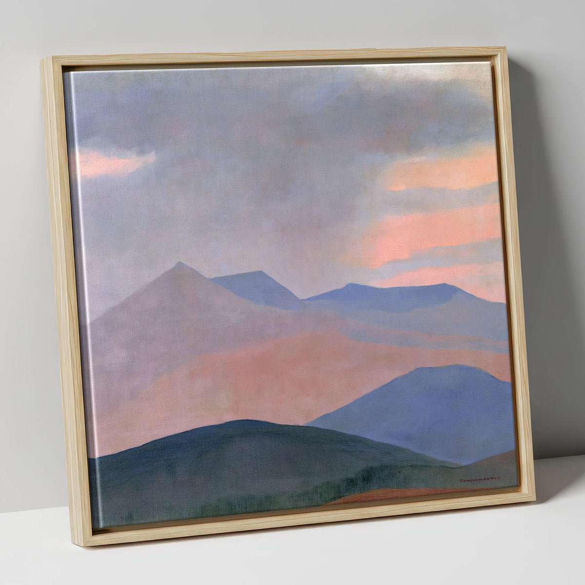 Storm Clouds Over Pastel Fells lake district sky canvas wall art in natural frame