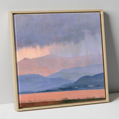 Lavender Fells Beneath Storm Clouds lake district sky canvas wall art in natural frame