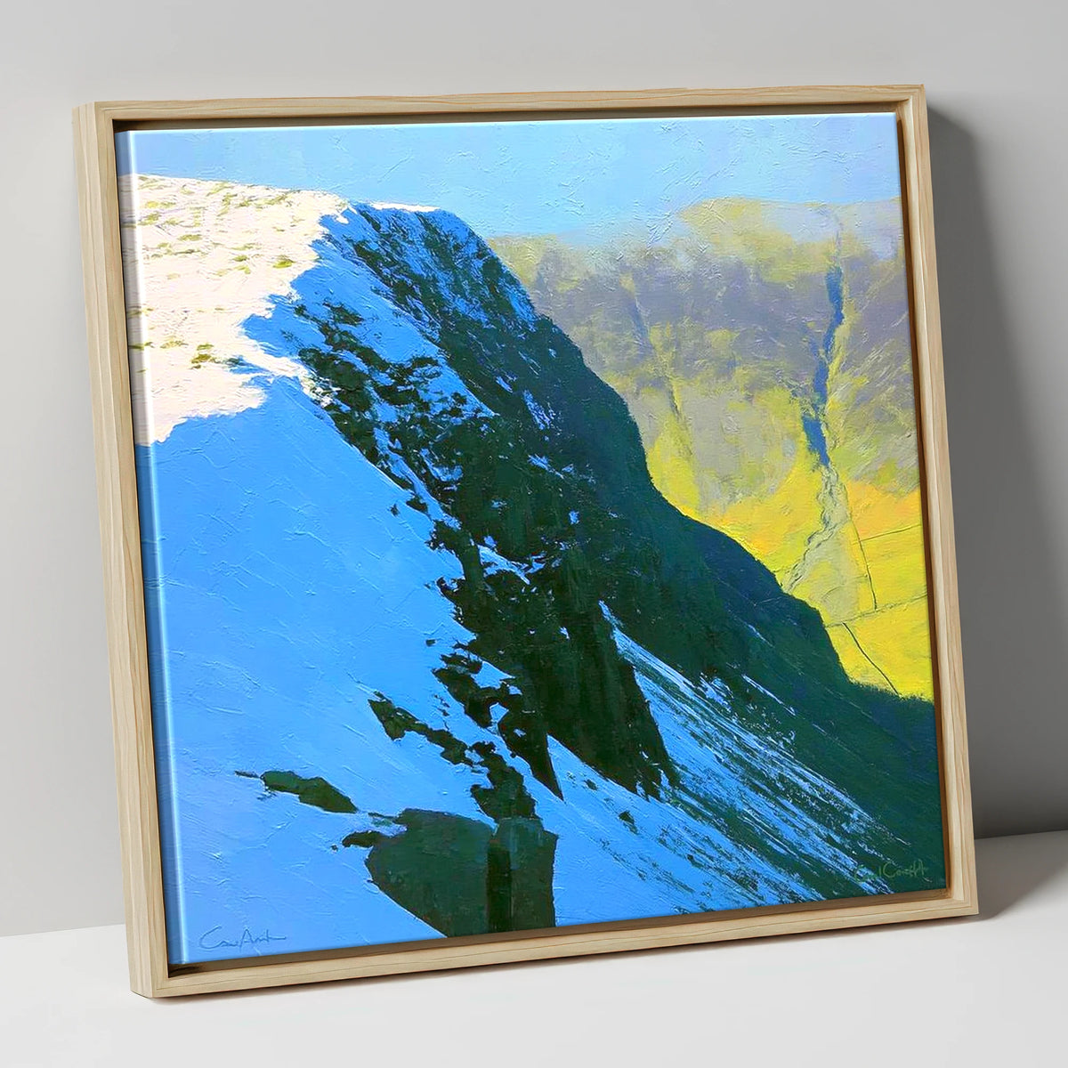Birkhouse Moor Snowy Ridge lake district fell canvas wall art in natural frame