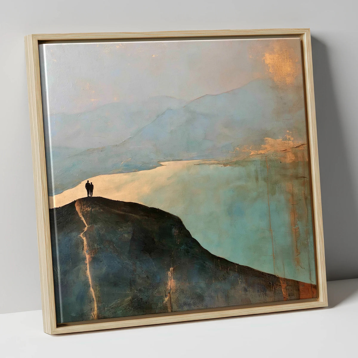 Catbells Ridge in Golden Light lake district fell canvas wall art in natural frame