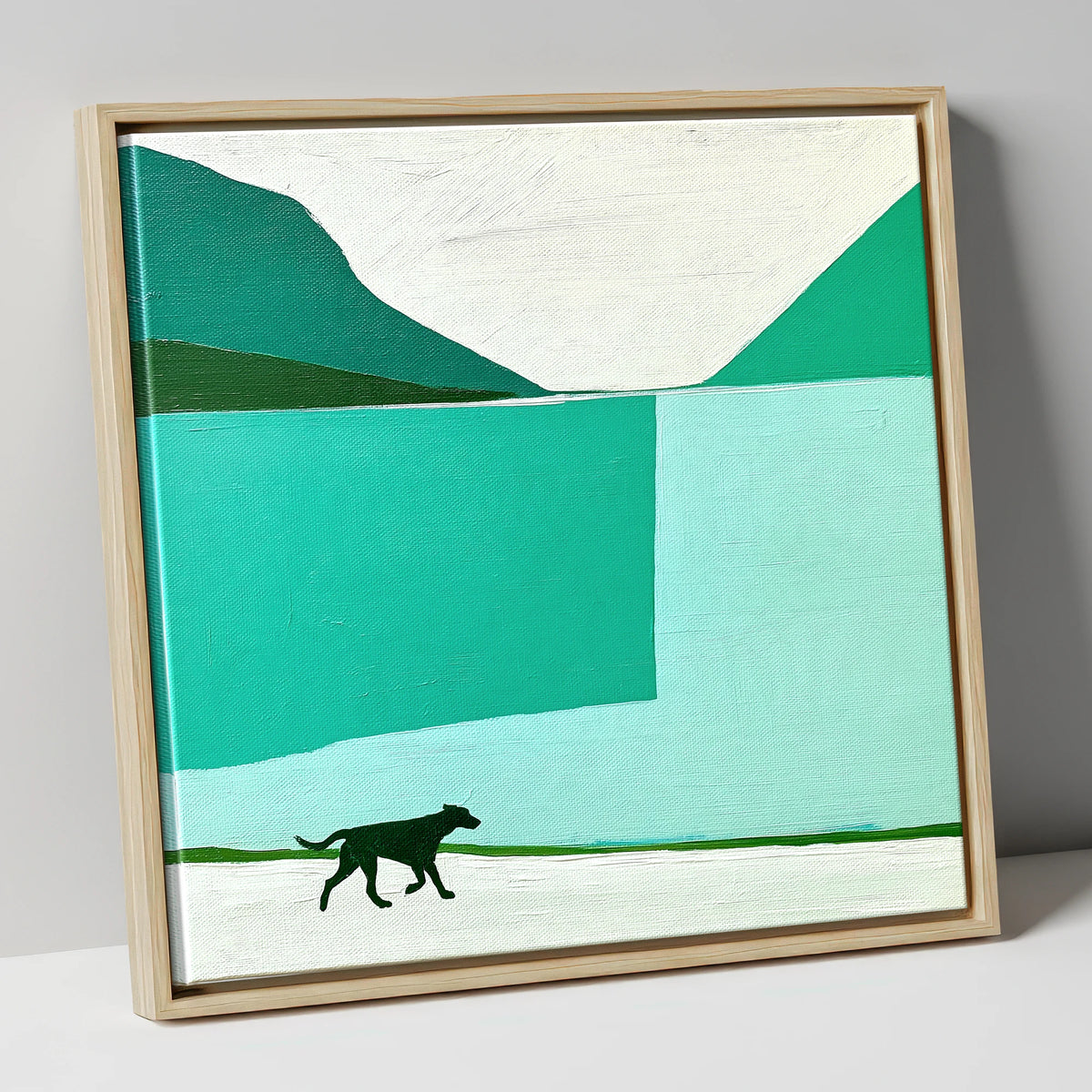 Contemporary Wast Water Running Dog wast water wall art canvas wall art in natural frame