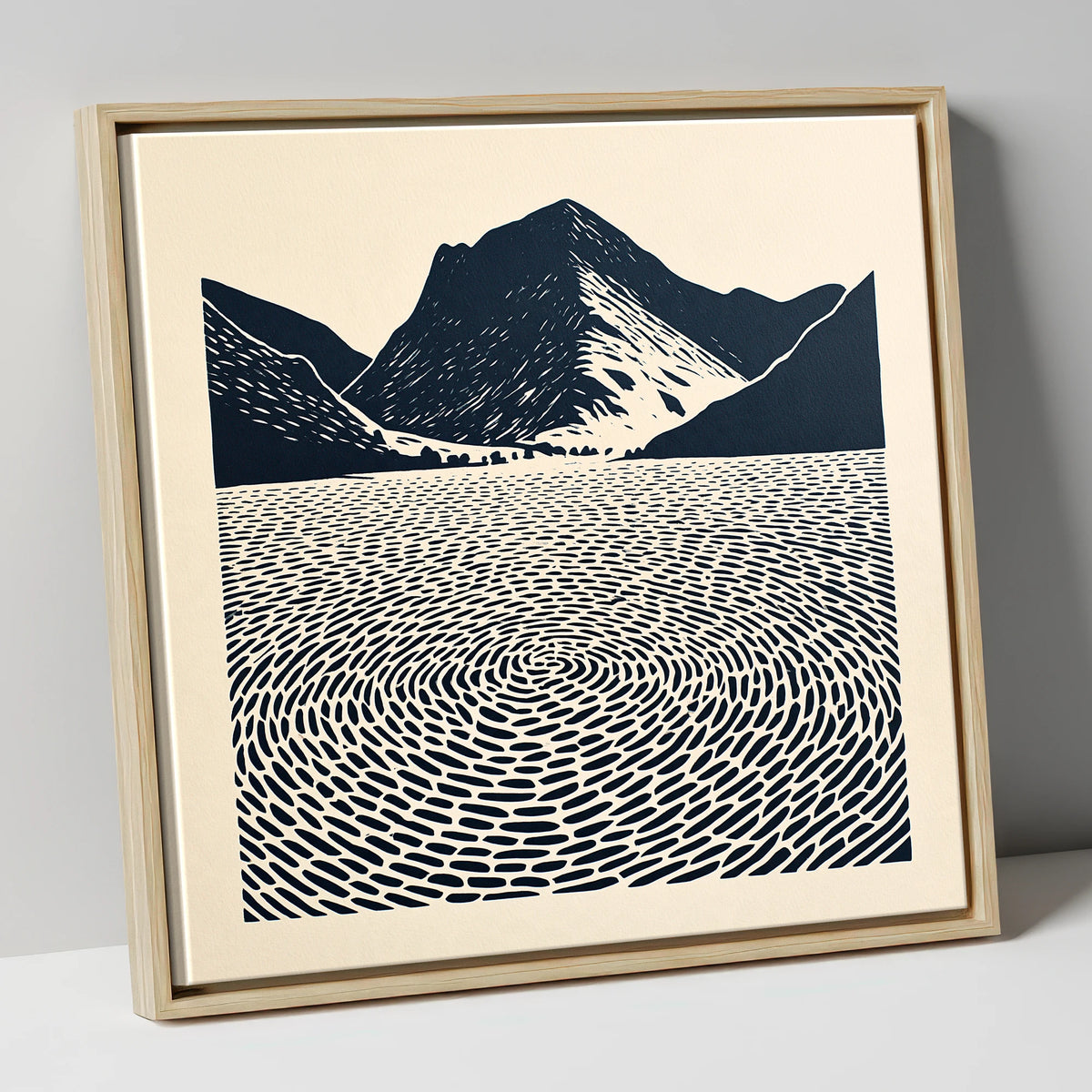 Swirling Water at Buttermere lake district lake canvas wall art in natural frame