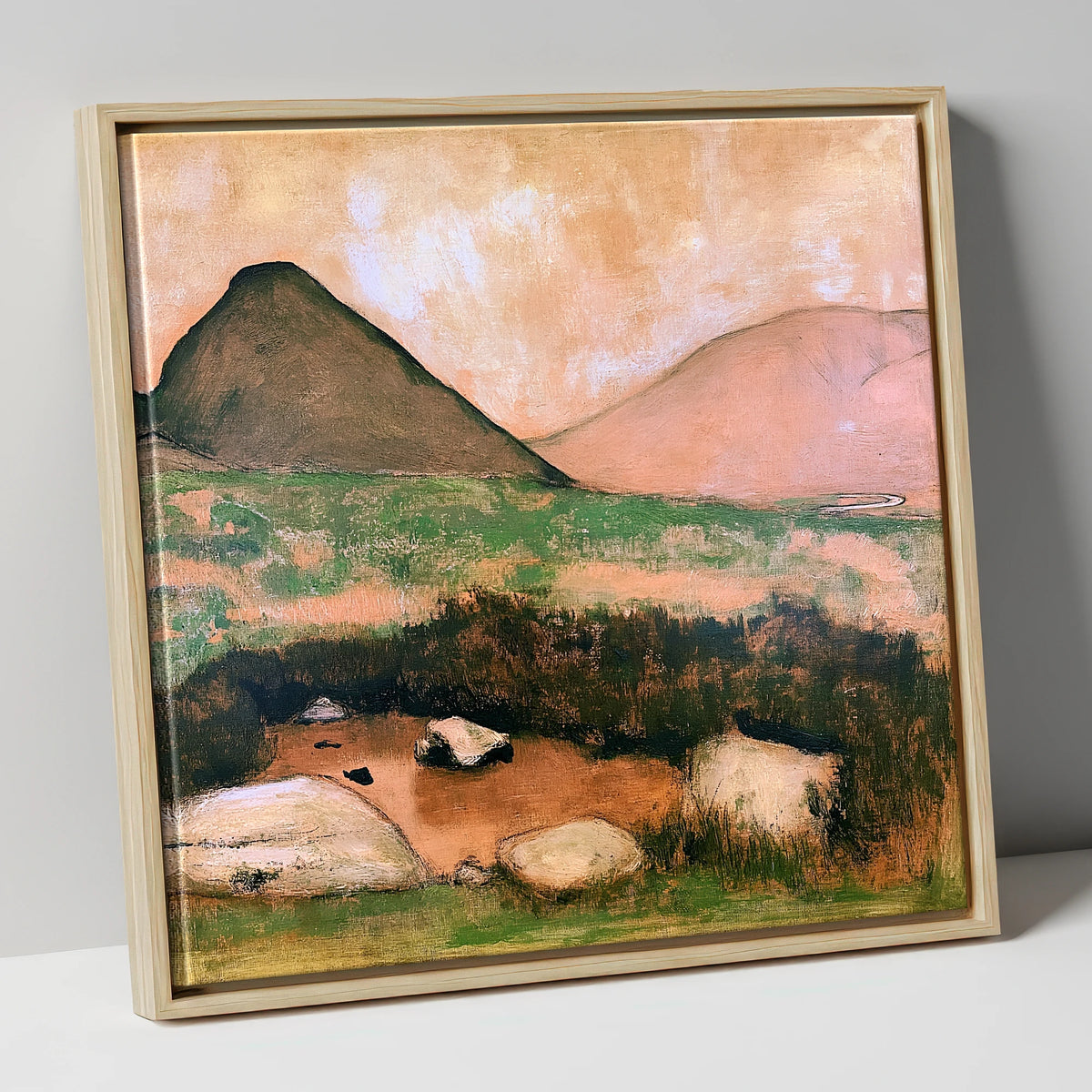 Haystacks Tarn in Warm Light lake district fell canvas wall art in natural frame
