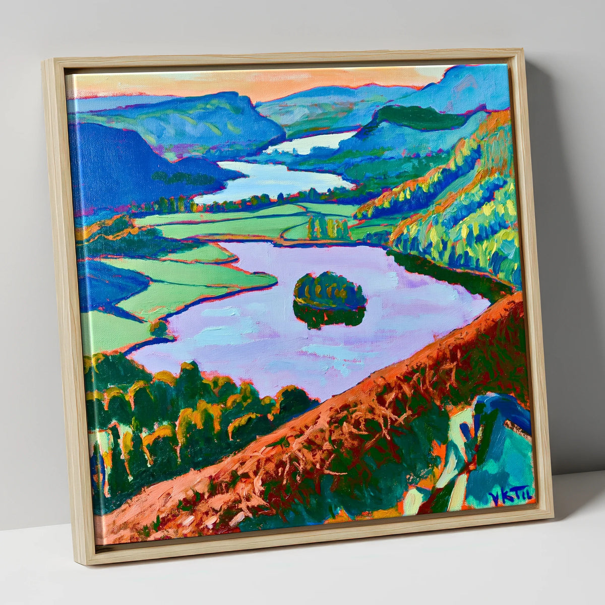 Grasmere Through Vibrant Bracken lake district lake canvas wall art in natural frame
