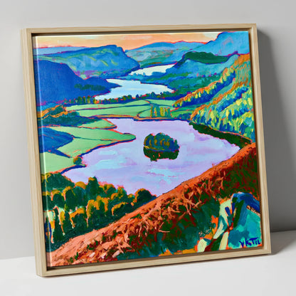 Grasmere Through Vibrant Bracken lake district lake canvas wall art in natural frame