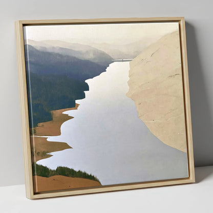 Thirlmere Reservoir and Steep Fells lake district lake canvas wall art in natural frame