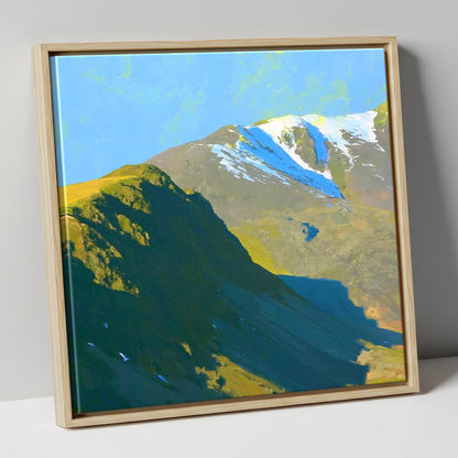 Winter Sun on Slight Side lake district fell canvas wall art in natural frame