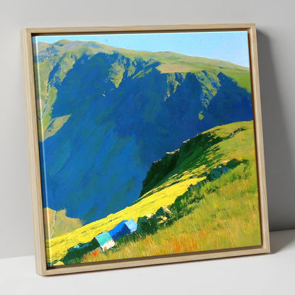 Summer Shadows at Dove Crag lake district fell canvas wall art in natural frame