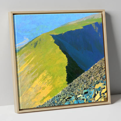 Long Side Ridge in Sunlight lake district fell canvas wall art in natural frame