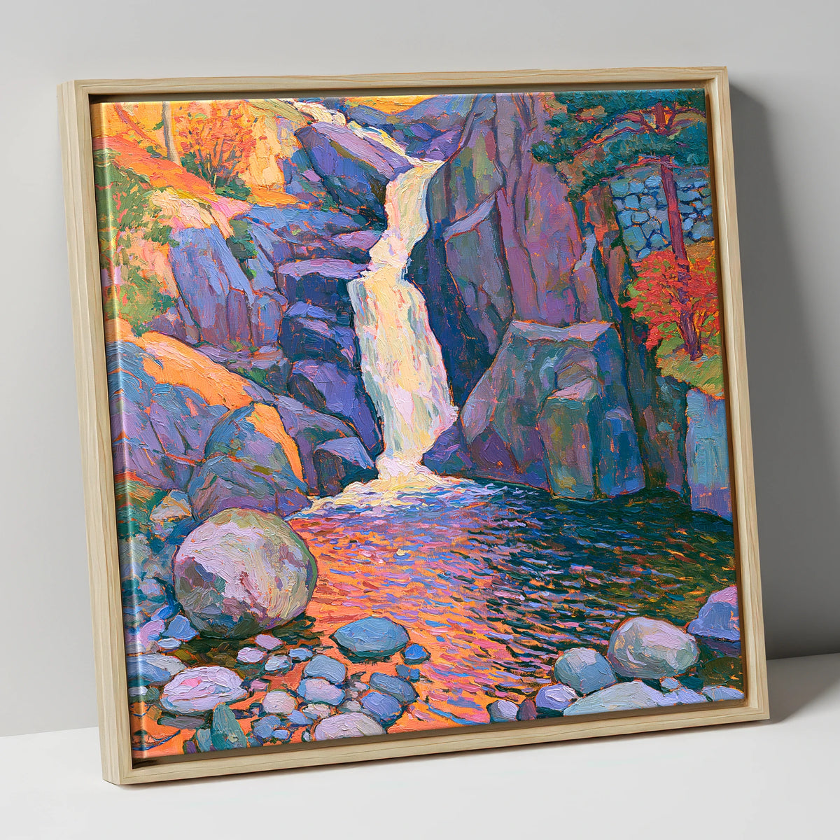 Luminous Lake District Waterfall lake district waterfall canvas wall art in natural frame