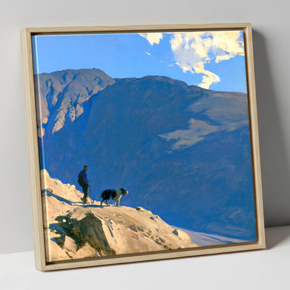 Great Gable Walker and Dog gifts for dog walkers canvas wall art in natural frame