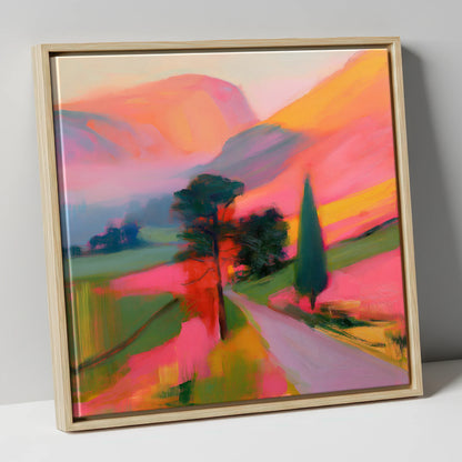 Neon Morning Valley Mist lake district sky canvas wall art in natural frame