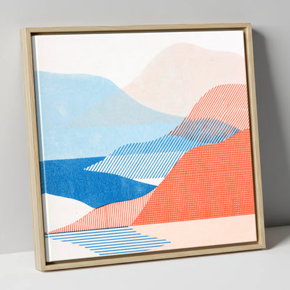 Modern Eskdale Valley in Coral lake district valley canvas wall art in natural frame