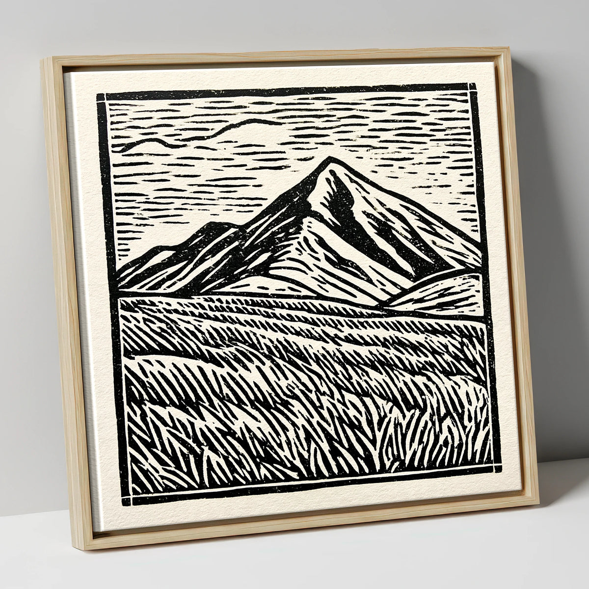Bold Skiddaw in Monochrome lake district fell canvas wall art in natural frame