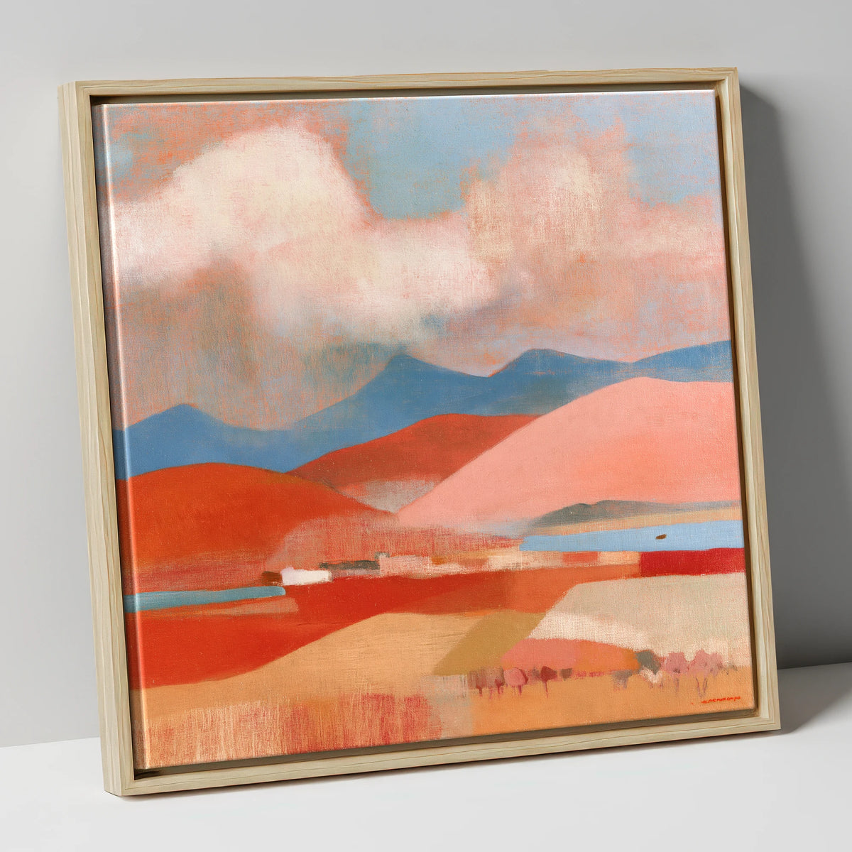 Storm Clouds Over Terracotta Fells lake district sky canvas wall art in natural frame