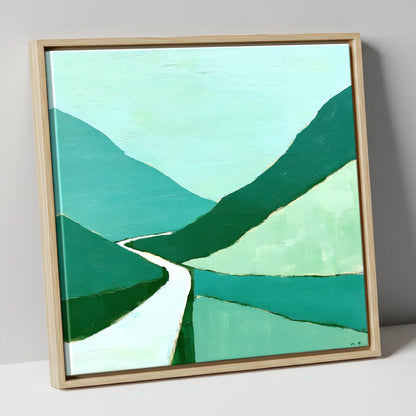 Vibrant Green Honister Pass lake district valley canvas wall art in natural frame