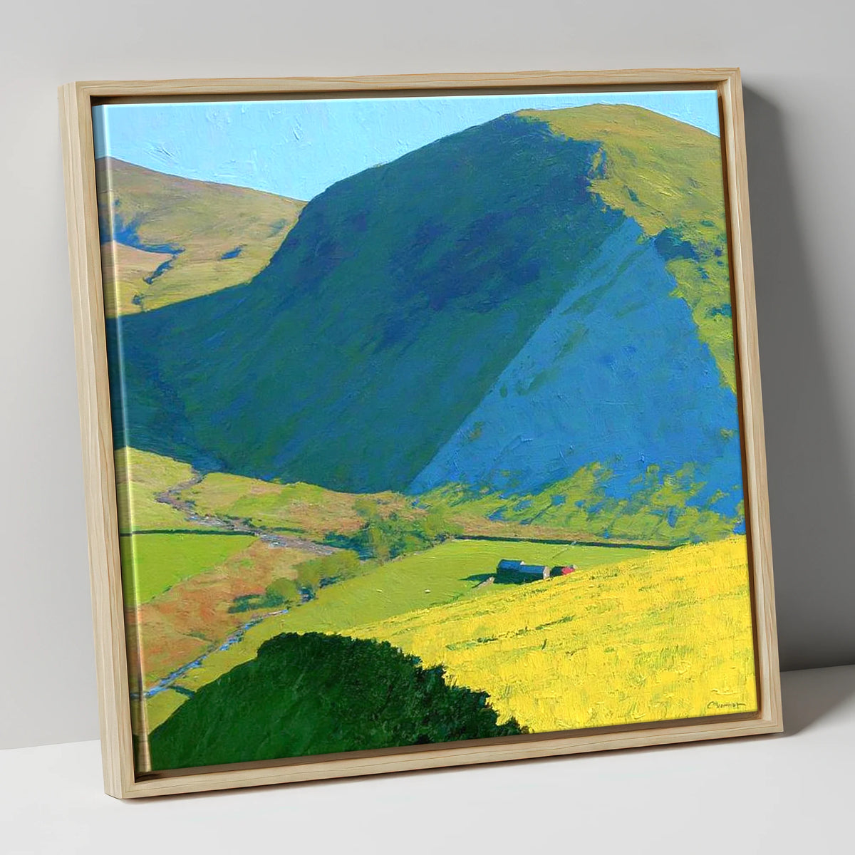 The Nab Fell Vibrant Shadows lake district fell canvas wall art in natural frame