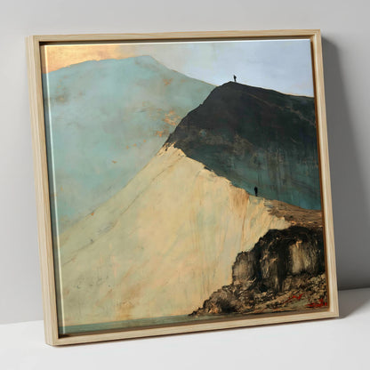 Striding Edge in Slate and Gold lake district walking canvas wall art in natural frame