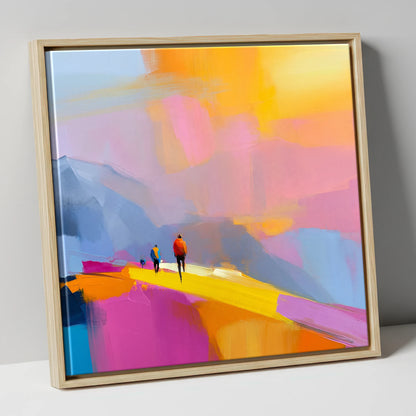 Fell Walkers on Vivid Ridge lake district fell canvas wall art in natural frame