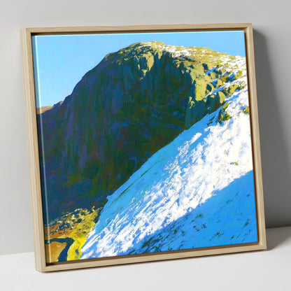 Winter Snow On Sergeant's Crag lake district fell canvas wall art in natural frame