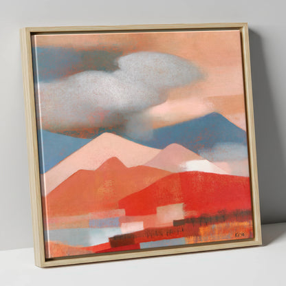 Terracotta Fells Beneath Storm Clouds lake district sky canvas wall art in natural frame