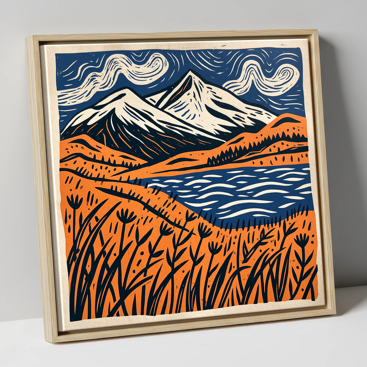 Skiddaw Beneath Swirling Skies lake district fell canvas wall art in natural frame