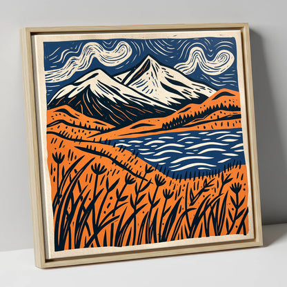 Skiddaw Beneath Swirling Skies lake district fell canvas wall art in natural frame