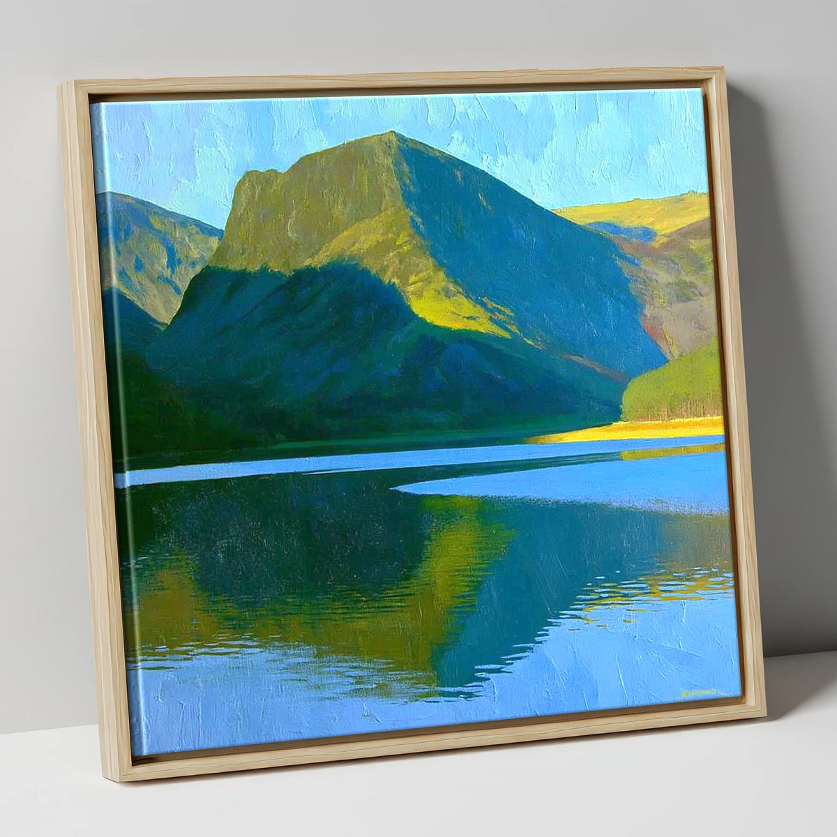 Fleetwith Pike in Vivid Sunlight lake district fell canvas wall art in natural frame